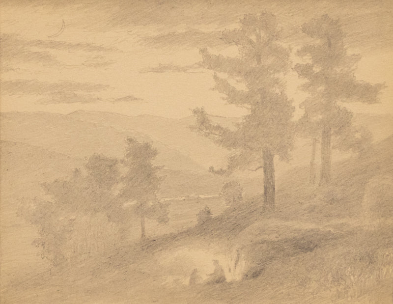 Untitled (Men by Campfire), Drawing, circa 1910