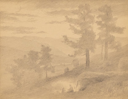 Untitled (Men by Campfire), Drawing, circa 1910