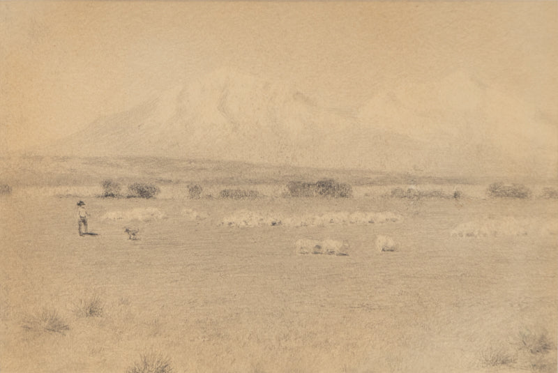 Charles Partridge Adams (1858-1942) artwork for sale. Untitled (Shepherd on Mountain Plateau), Drawing, circa 1910, Denver, Colorado, Art Gallery)
