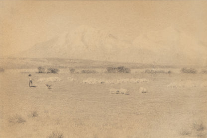 Charles Partridge Adams (1858-1942) artwork for sale. Untitled (Shepherd on Mountain Plateau), Drawing, circa 1910, Denver, Colorado, Art Gallery)