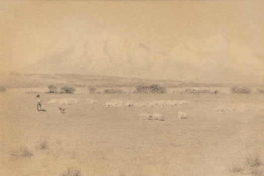 Charles Partridge Adams (1858-1942) artwork for sale. Untitled (Shepherd on Mountain Plateau), Drawing, circa 1910, Denver, Colorado, Art Gallery)