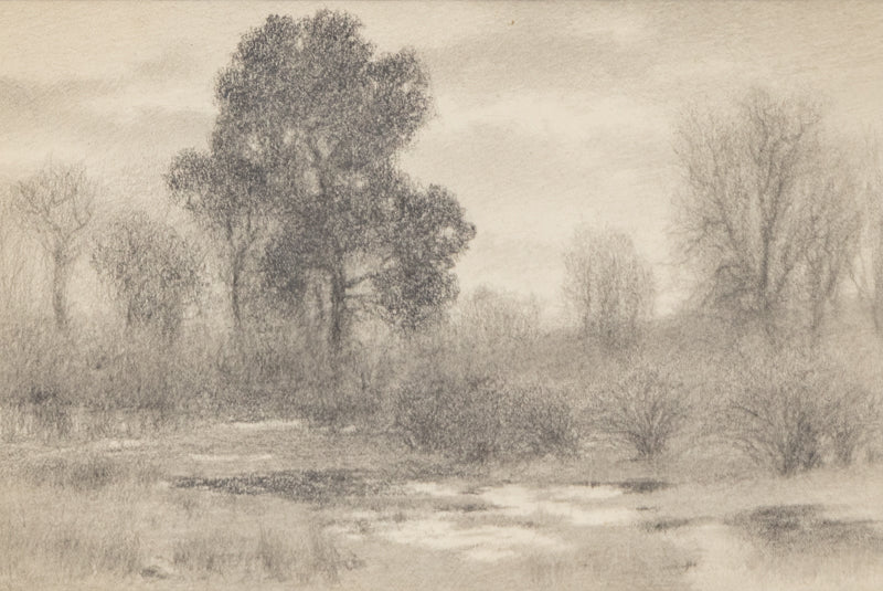 Creekbed Gold (Colorado Landscape with River), Drawing, circa 1910