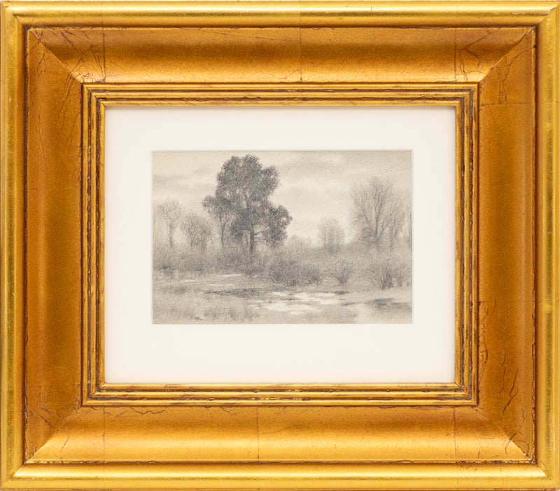 Creekbed Gold (Colorado Landscape with River), Drawing, circa 1910