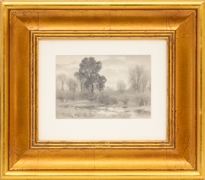 Creekbed Gold (Colorado Landscape with River), Drawing, circa 1910