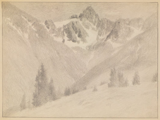 Charles Partridge Adams (1858-1942) artwork for sale. Untitled (Colorado Mountain Peak with Pine Trees), Drawing, circa 1910, Denver, Colorado, Art Gallery)