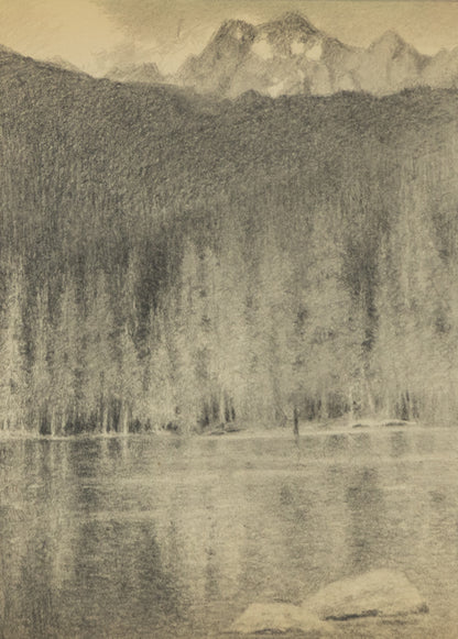 Charles Partridge Adams (1858-1942) artwork for sale. Fern Lake (Rocky Mountain National Park, Colorado), Drawing, circa 1910, Denver, Colorado, Art Gallery)