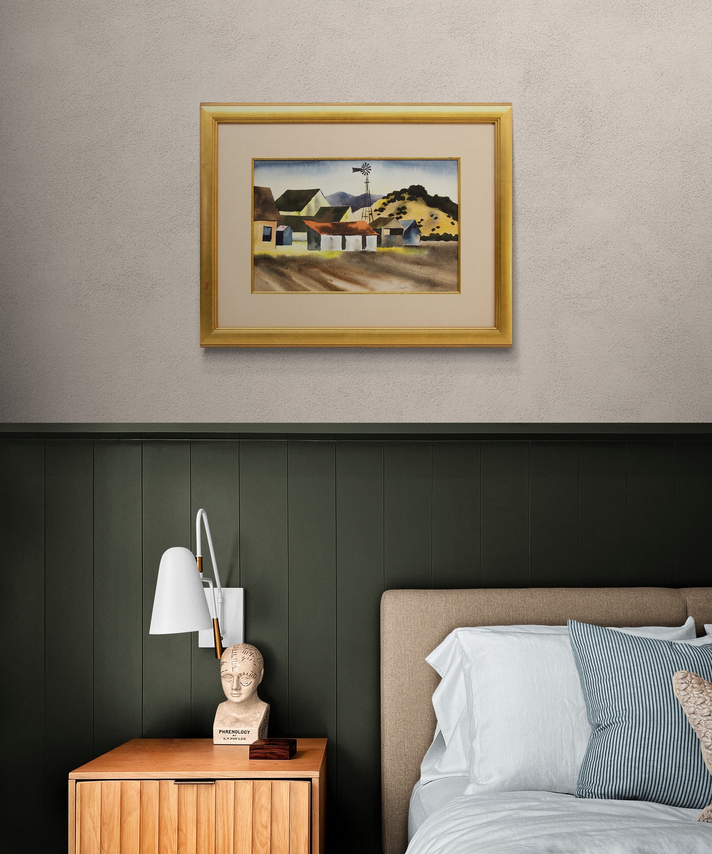 Untitled (Farm and Mountains), Painting, circa 1935