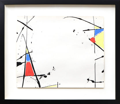 Untitled (Abstract in White, Black, Red, Blue, and Yellow), Painting, circa 1970