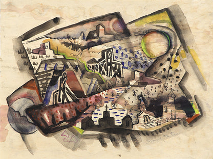 Untitled (Abstract Mining Town), Painting, circa 1935