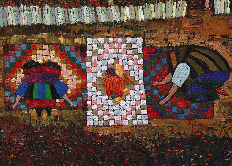 Autumn Harvest (Autumnal Landscape with Seven Women), Painting, 1987