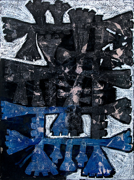 Edward Marecak (1919-1993) artwork for sale. Untitled #21 (Abstract in Blue, Black, and Gray), Painting
