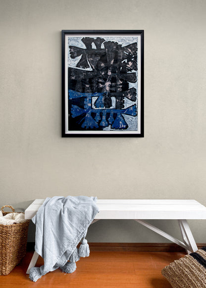 Untitled #21 (Abstract in Blue, Black, and Gray), Painting