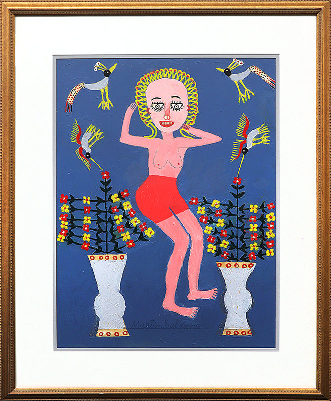 Small Nude (Semi-Nude Woman with Flowers and Birds), Painting, 1953-1965