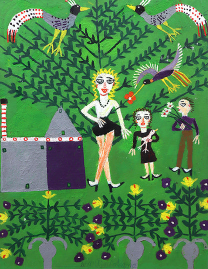 Seated Girl and Hummingbird (Woman with Birds and Flowers), Painting, 1953-1965