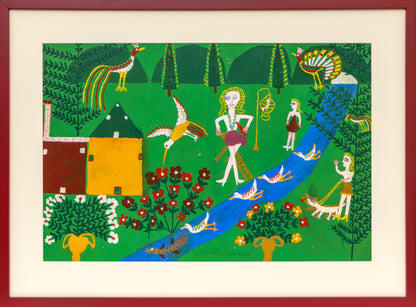 Hummingbird by the River (Composition with Women, Birds, and Flowers), Painting, 1953-1965