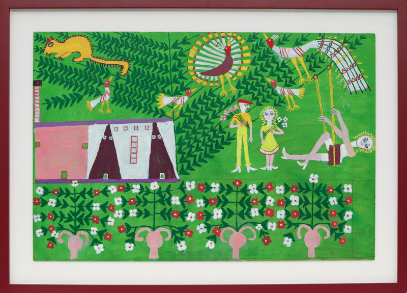Girl on a Swing (Composition with People, Flowers, and Birds), Painting, 1953-1965