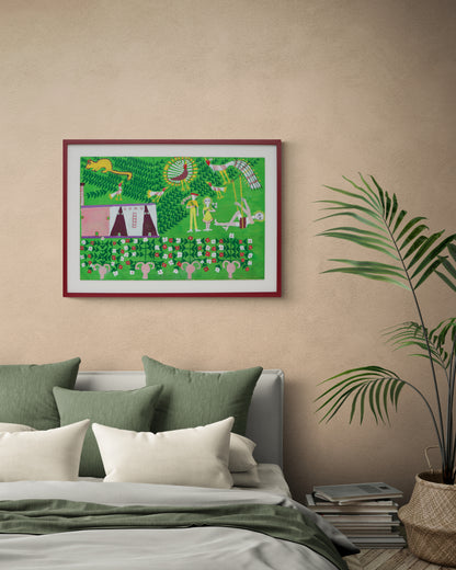 Girl on a Swing (Composition with People, Flowers, and Birds), Painting, 1953-1965