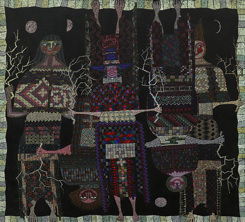 Winter Witches in an Upside World Interfering with Each Other, Painting, 1990