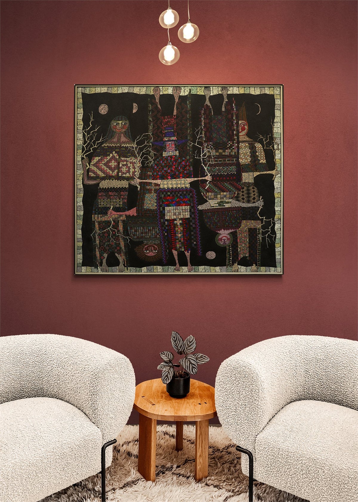 Winter Witches in an Upside World Interfering with Each Other, Painting, 1990