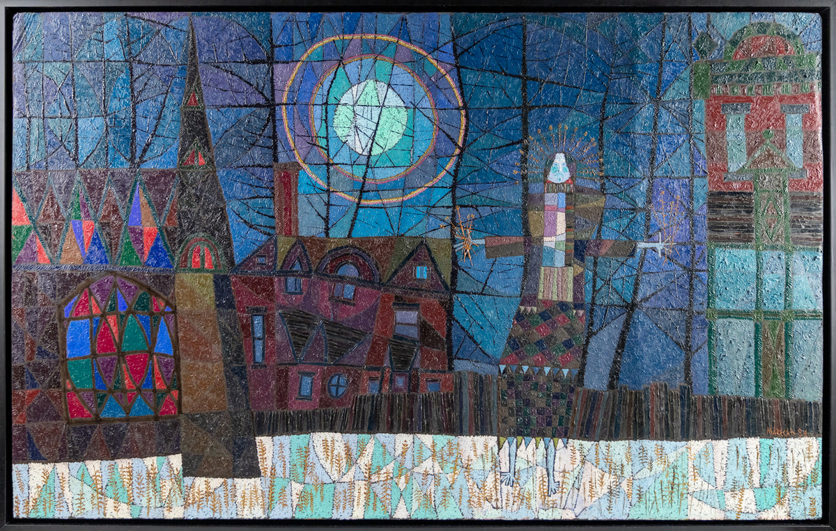 Winter Witch # 2 (Abstracted Woman and Town), Painting, dated 1984