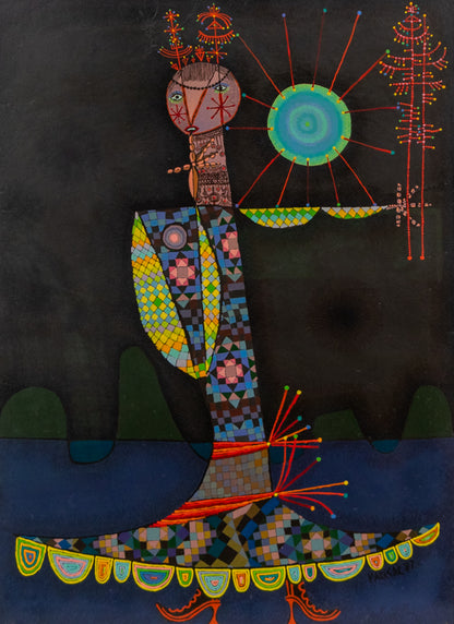 Untitled (Ornate Witch Figure), Painting, dated 1987