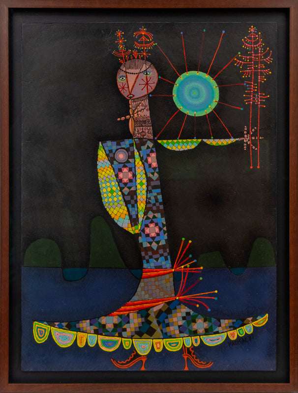 Untitled (Ornate Witch Figure), Painting, dated 1987
