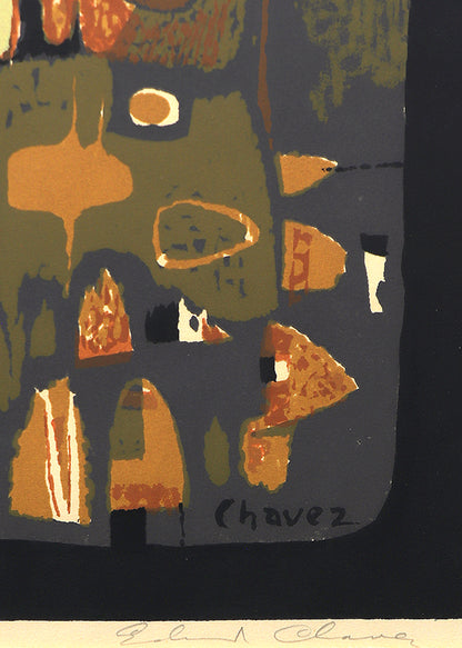 Gothic Towers (Abstract with Black, Gray, Umber, and Beige), Print, circa 1955