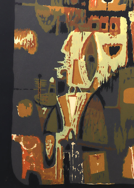 Gothic Towers (Abstract with Black, Gray, Umber, and Beige), Print, circa 1955