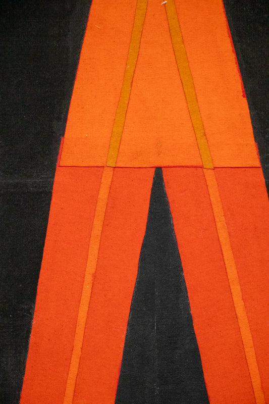 Neon Line (Abstract in Black, Red, and Orange), Painting