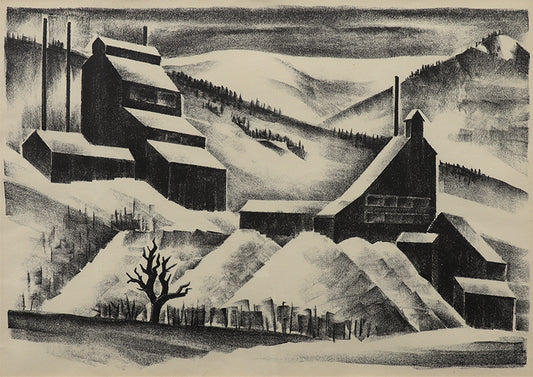 Arnold Ronnebeck, Mine Near Continental Divide (Mine with Mountains), 1933, lithograph on paper Print