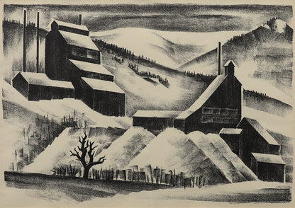 Mine Near Continental Divide (Mine with Mountains), Print, 1933