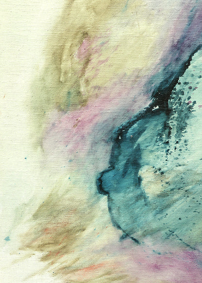 Water #1 (Abstract in Cyan, Violet, and Yellow), Painting, circa 1967