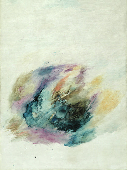 Water #1 (Abstract in Cyan, Violet, and Yellow), Painting, circa 1967