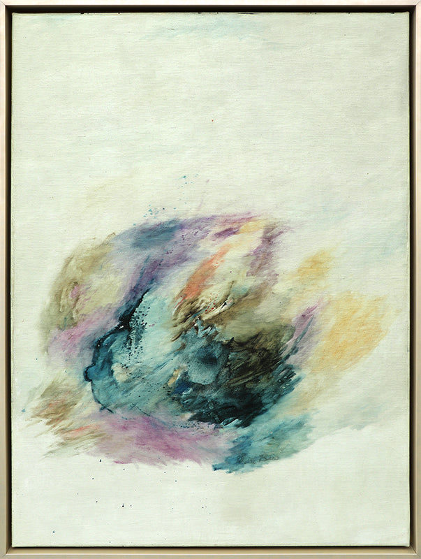 Water #1 (Abstract in Cyan, Violet, and Yellow), Painting, circa 1967