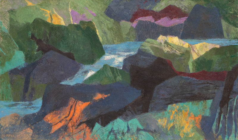 Ethel Magafan, Trout Stream (Colorado), tempera on masonite Painting