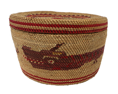 Lidded Basket with Sea Wolf Motif, circa 1900