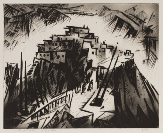 Bert Van Bork (1928-2014) artwork for sale. Walpi mit Kiva 6/10 (Walpi with Kiva, Hopi Village on First Mesa, Arizona), Print, 1991, Denver, Colorado, Art Gallery)