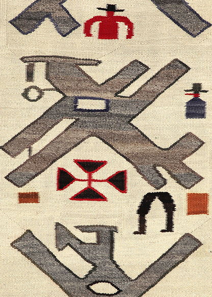 Pictorial Weaving with Airplanes and Figures, circa 1940
