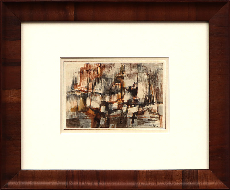 Untitled (Abstract in Black, Gray, and Umber), Drawing, dated 1972