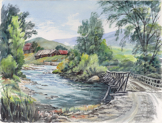 Mabel Feucht (1901-1992) artwork for sale. Bridge Over Elk Creek, Painting, Denver, Colorado, Art Gallery)