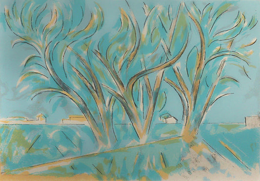 Trees in Ranchitos II (Modernist Landscape with Trees), Print, 1975