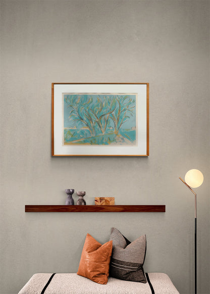 Trees in Ranchitos II (Modernist Landscape with Trees), Print, 1975