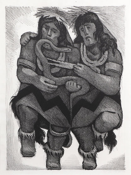 Indian Snake Dance (Two Figures Dancing), Print, 1952