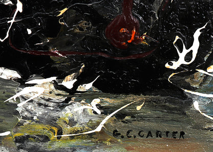 Warlock (Abstract in Black, White, Gray, and Orange), Painting, circa 1950