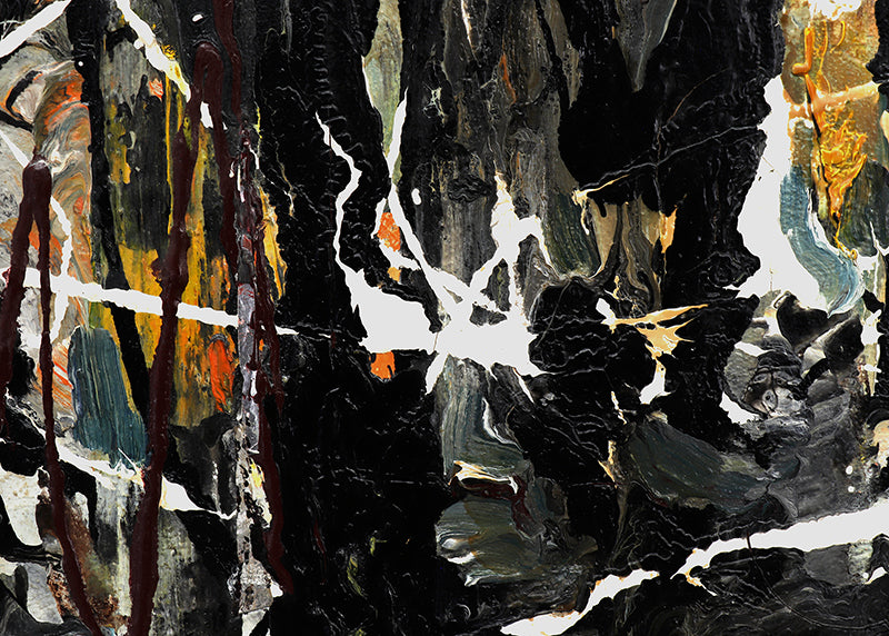 Warlock (Abstract in Black, White, Gray, and Orange), Painting, circa 1950