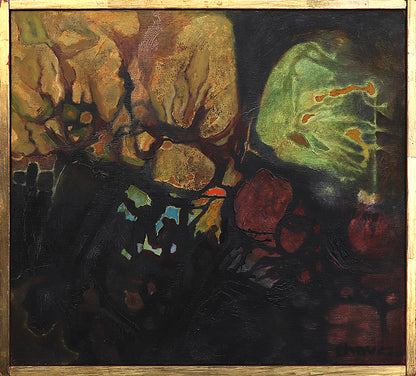Primordial Landscape (Composition in Black, Brown, Ochre, and Green), Painting