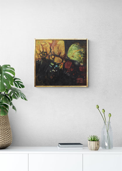 Primordial Landscape (Composition in Black, Brown, Ochre, and Green), Painting