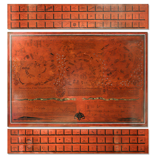 Pictographic Painted Panel with Navajo & Plains Indian Imagery, circa 1939, wood Painting