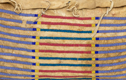 Tepee Bag, Buffalo hide with Beaded Bar Design, circa 1875-1900