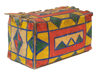 Drum, circa 1950-1970, Pueblo, antique native american art, Horizontal, Small, pigments, hide, wood, circa 1950-1970, 1950-1999, 1950s, 1960s, 1970s, 20th CENTURY (1900-1999), Western & Native American, 4 ½ x 5 ¼ x 4 ½ inches